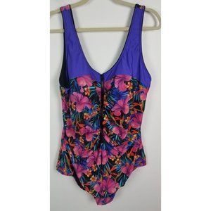 Aquamore Women's Sz. 24 W Chlorine Resistant Zip Paradise Swimsuit NWT